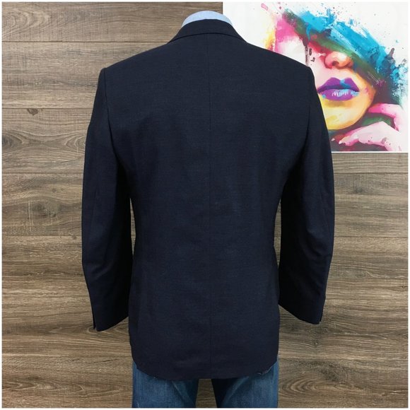Calvin Klein Mens Blazer Sport Coat Two Button Casual Jacket 42L Silk Wool Suits - Picture 6 of 13
